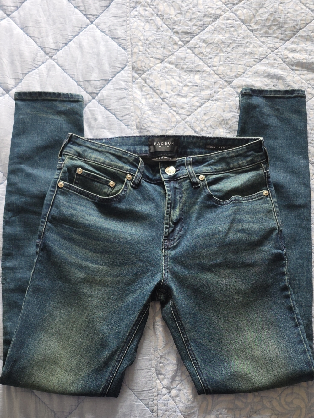 PacSun Mens Dark Blue Faded Skinny Jeans
